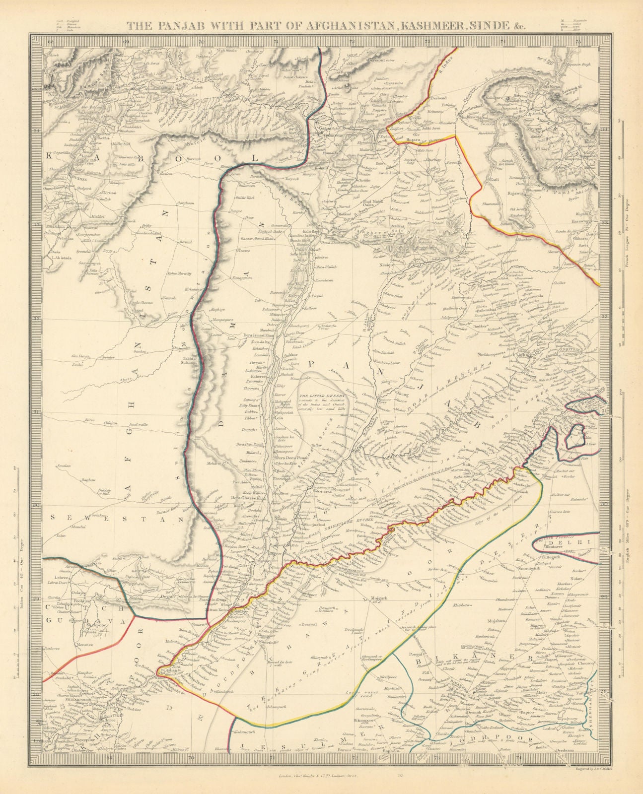 THE PANJAB. Pakistan. Punjab, Afghanistan, Kashmir, and Sinde. SDUK 1851 map
